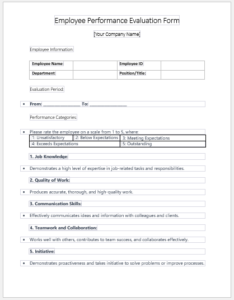 Employee Performance Evaluation Form