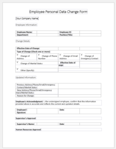 Employee Personal Data Change Form