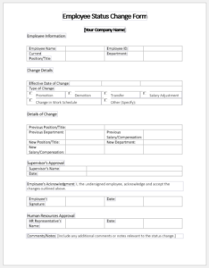 Employee status change form