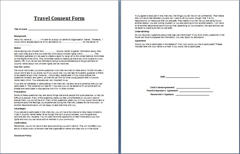 Travel Consent Form