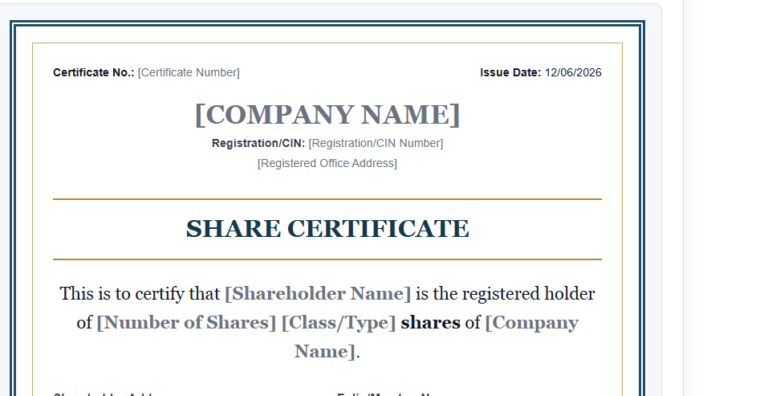 Share Certificate Template