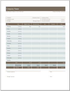 Employee Working Schedule Time Sheet