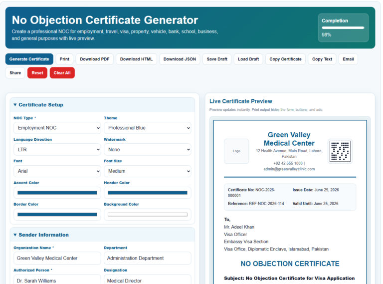 No Objection Certificate Generator
