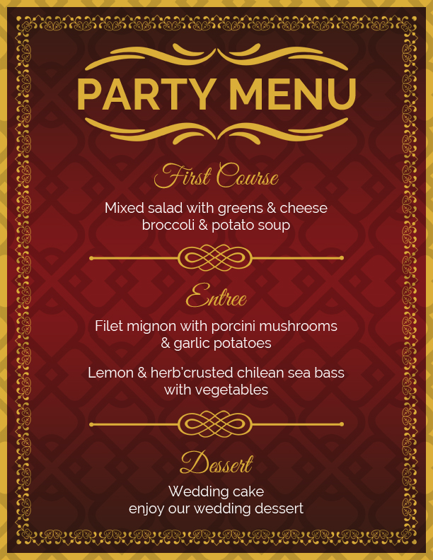 Halloween Party Menu Sheet