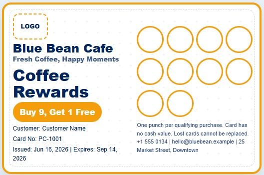 Punch Card Template