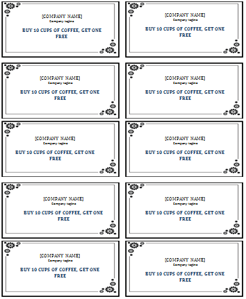 MS Word Printable Punch Cards Template  Word  Excel Templates