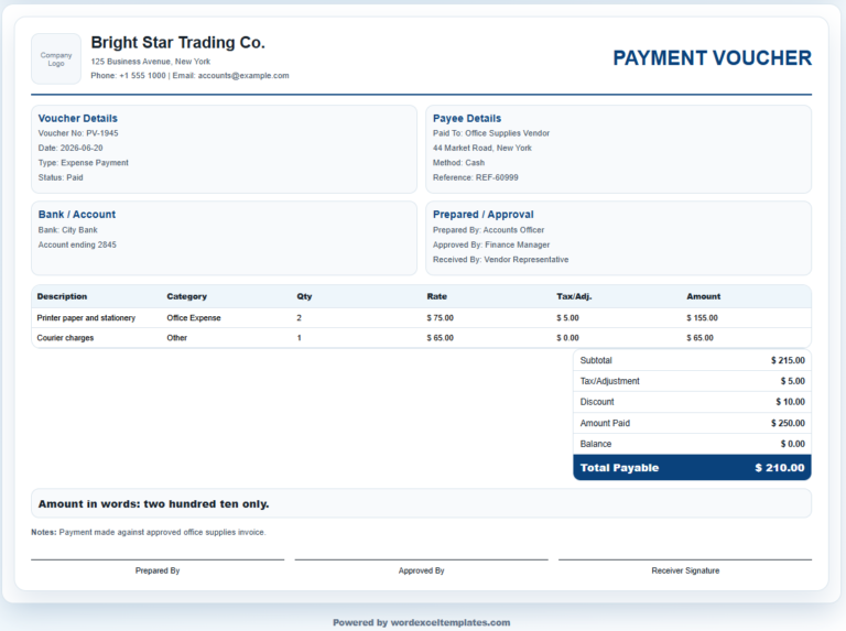 Payment Voucher Template