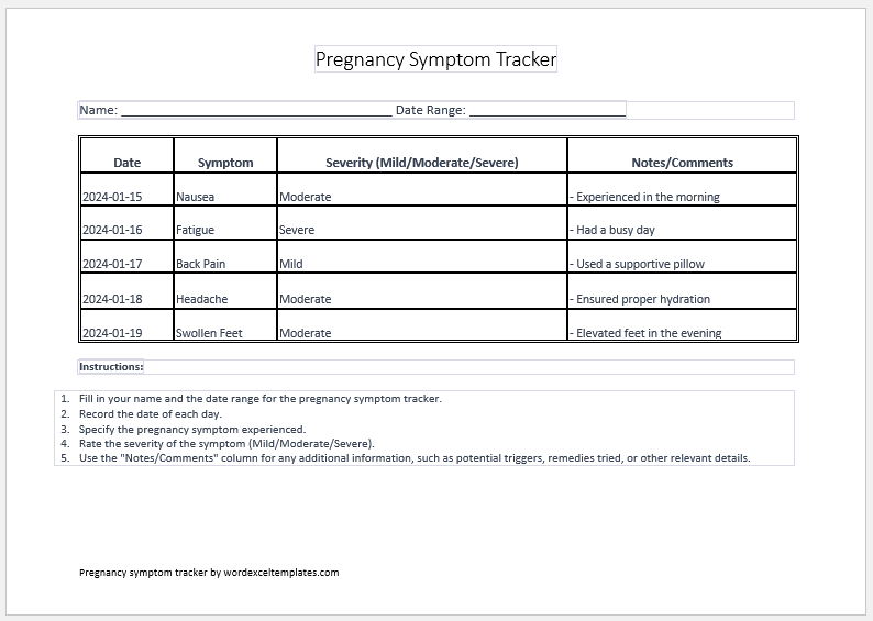 Pregnancy Symptom Tracker