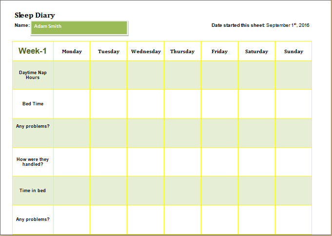 Free Printable Sleep Diary Template Printable Templat - vrogue.co