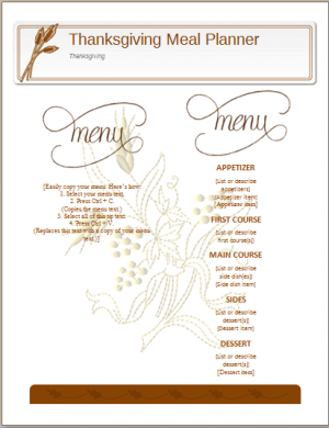 Thanksgiving Meal Planner Templates MS Word Download Files Thanksgiving Meal Planner Templates MS Word Download Files