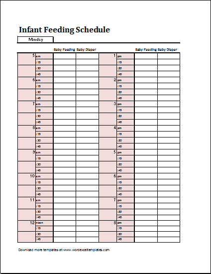 Infant Feeding Schedule Template MS Excel | Word & Excel ...
