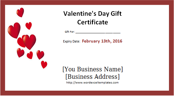 Valentines Day Gift Certificate