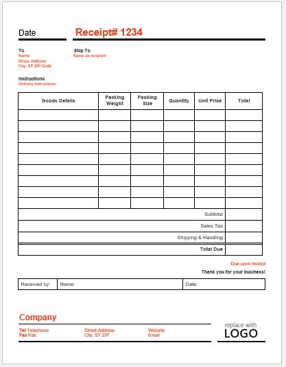 Delivery Receipt Template