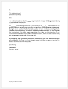 Employee reference letter sample