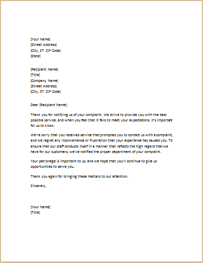 poor services apology letter