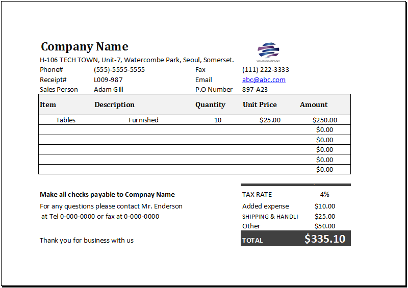 sales receipt template for excel word excel templates