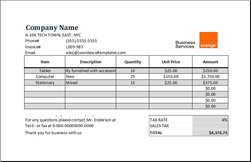 service receipt template