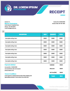 Psychologist receipt template