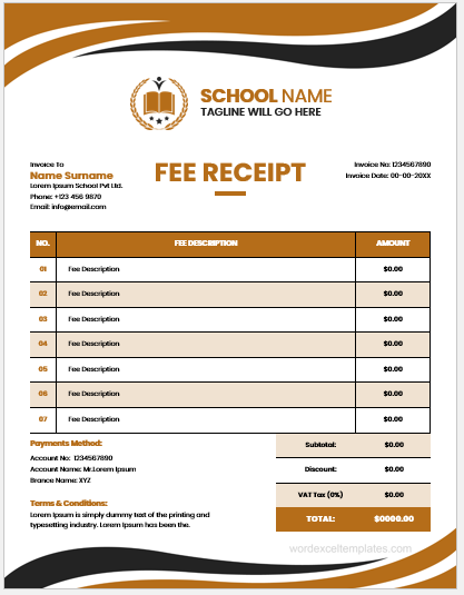 School Fee Receipt Template