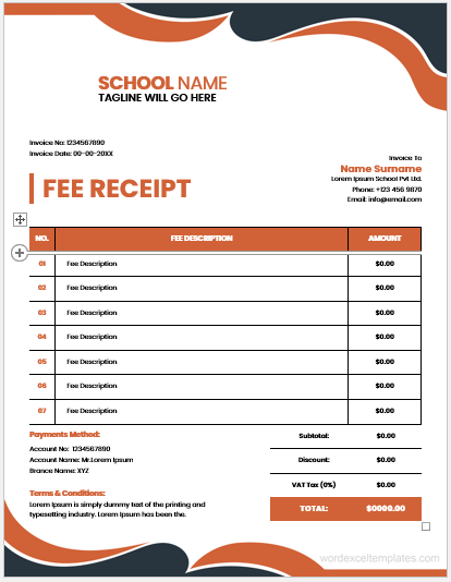 School Fee Receipt Template