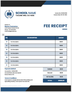 School Fee Receipt Template