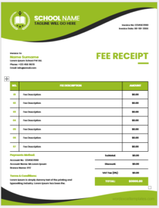 School Fee Receipt Template