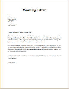 excessive leave warning letter