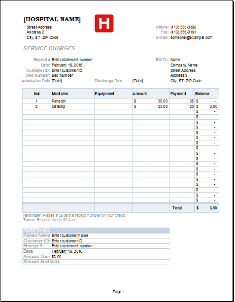 medical receipt