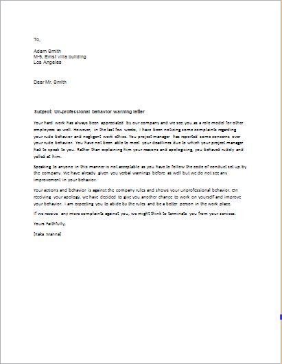 Sample Letter Of Concern For Poor Performance from www.wordexceltemplates.com