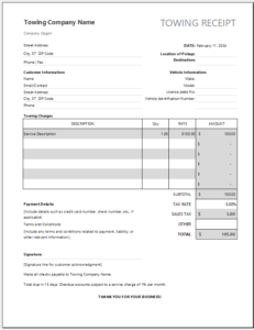 Towing Receipt