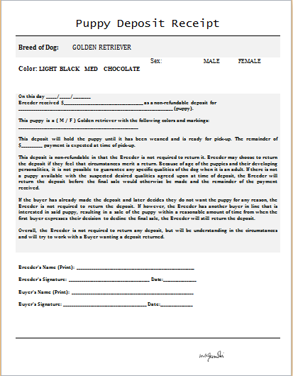 Puppy Purchase Contract Template from www.wordexceltemplates.com