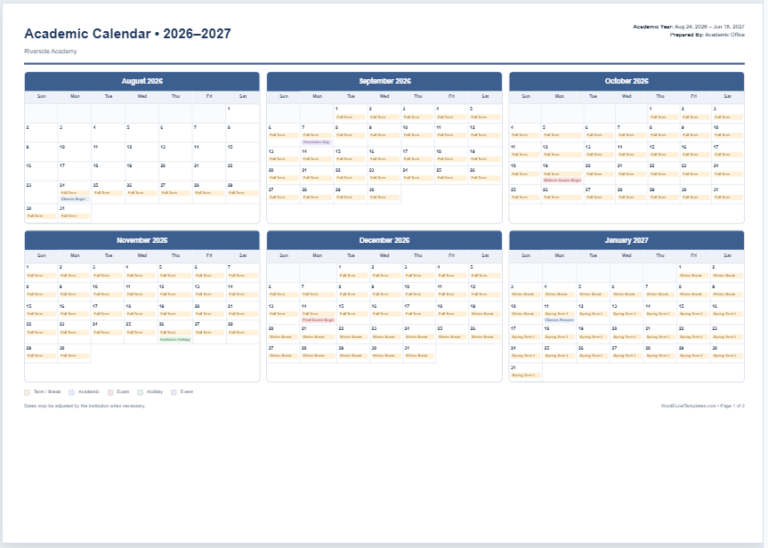 Academic Calendar Generator