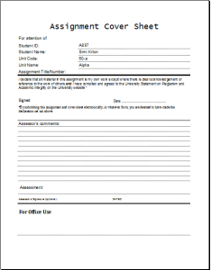 Assignment cover sheet