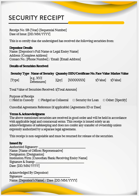 Certificate Style Security Receipt