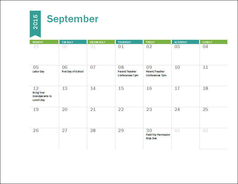 Ms Excel Academic Calendar Template 16 17 Word Excel Templates