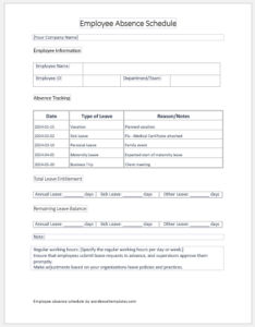 Employee Absence Schedule