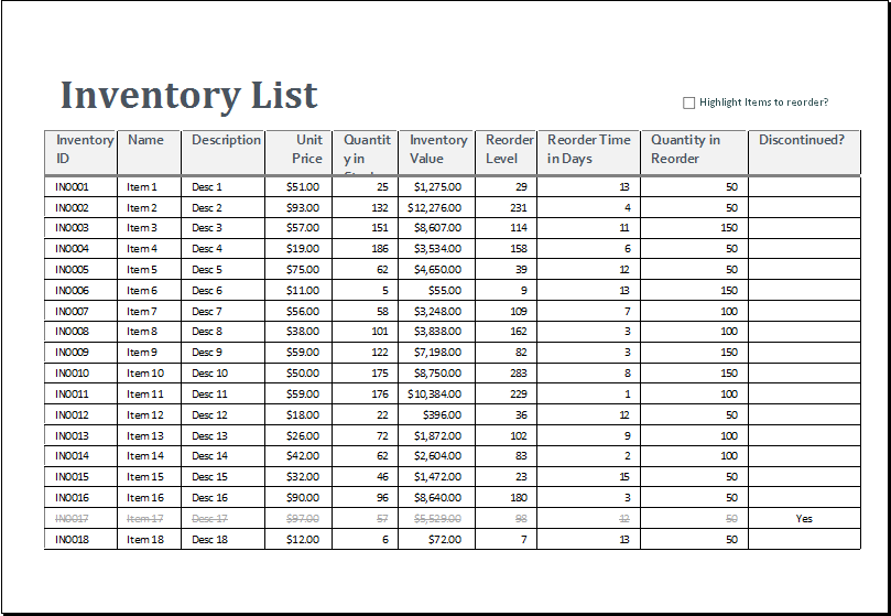 Inventory Worksheet Template Excel from www.wordexceltemplates.com