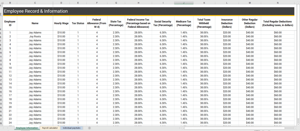 Payroll Calculator Template for Excel
