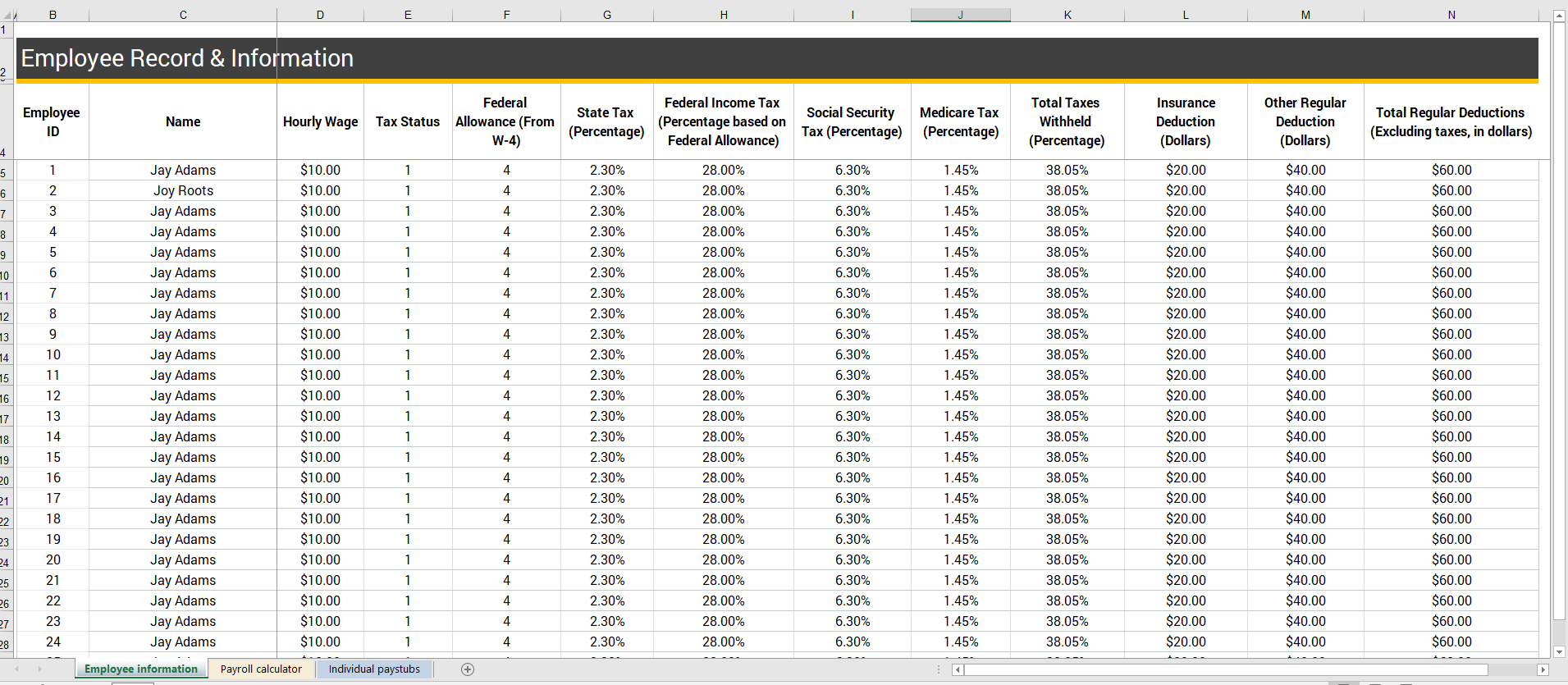 Payroll Calculator Template for Excel
