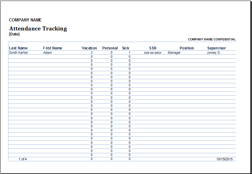 Employee Attendance Tracker Template Word Excel Templates