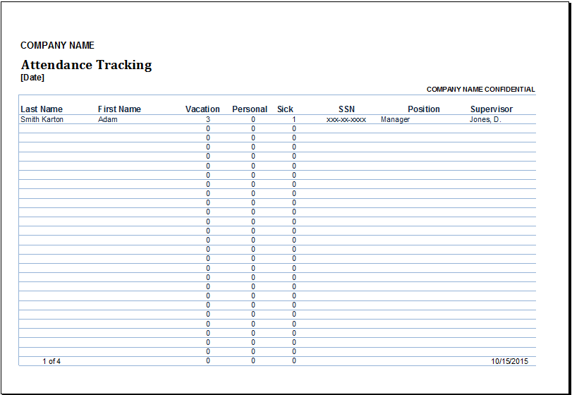 Excel Employee Attendance Template from www.wordexceltemplates.com