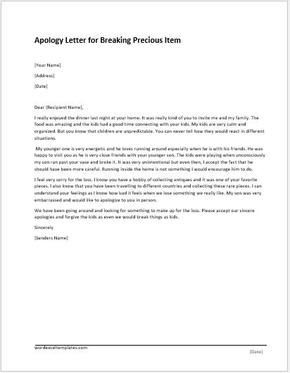 Apology Letter Templates for WORD  Word & Excel Templates