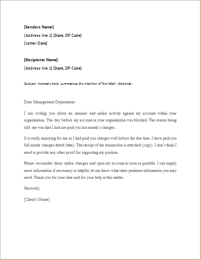 Appeal Letter Template