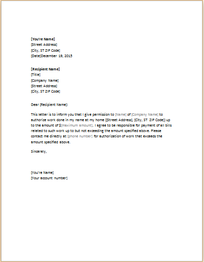 Authorization letter template