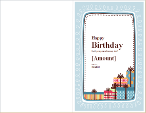 Birthday Note Card Template for WORD