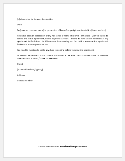Eviction letter template