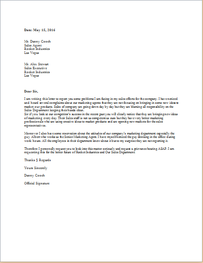 Grievance letter template