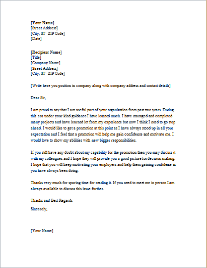 Promotion Request Letter For Employee from www.wordexceltemplates.com