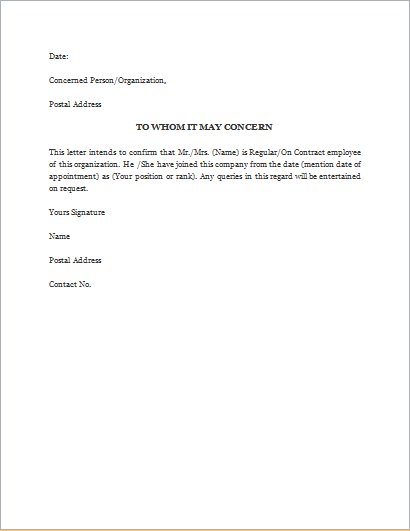 proof of employment letter templates word excel templates