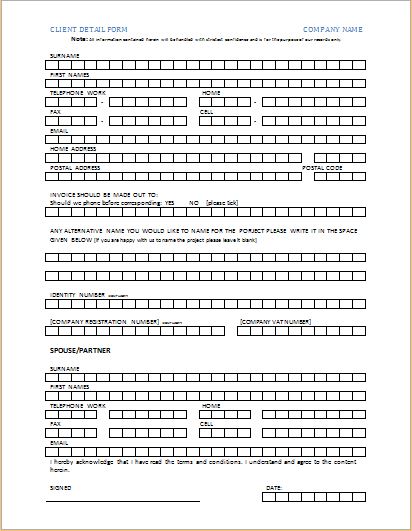 Client detail form
